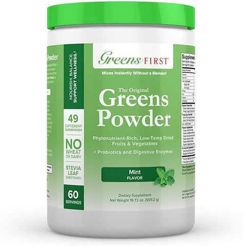 Hortelã – 60 Porções – Pó de Super Alimento de Vegetais, 49 Frutas Orgânicas - Greens First