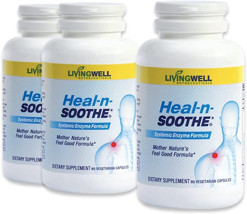 Suplemento Natural de Suporte Articular – Enzimas Proteolíticas para Máximo Suporte Articular e Lombar – 270 Cápsulas para Homens e Mulheres - HEAL-N-SOOTHE