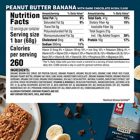 Product Of Clif - Barras Energéticas CLIF – Manteiga de Amendoim Banana Chocolate Amargo – Feitas com Aveia Orgânica – Alimento à Base de Plantas – Vegetariano – Kosher (Barras de Proteína de 2,4 Ounces, 24 Unidades) Embalagem Pode Variar