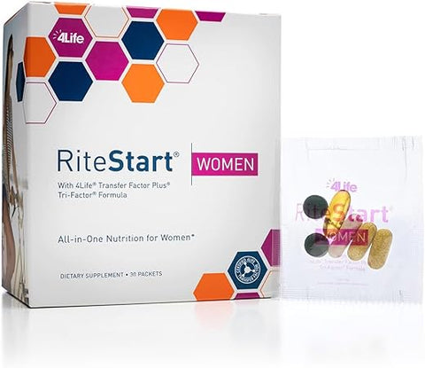 RiteStart Women – Pack Nutricional Diário para Apoiar a Saúde do Sistema Imunológico – Fórmula Diária de Suplemento com Zinco, Vitamina C, Biotina, Ferro e Selênio – 1 Caixa (30 Pacotes) - 4Life