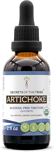 Secrets of the Tribe - Segredos da Tribo Alcachofra Orgânica USDA | Extrato Livre de Álcool, Gotas Herbais de Alta Potência | Feito com Folha Seca de Alcachofra (Cynara scolymus) Certificada 100% Orgânica 60 ml