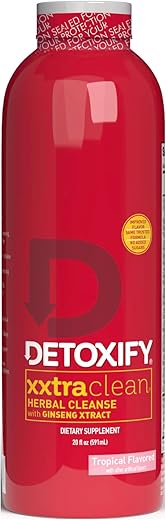 Xxtra Clean Herbal – Sabor de Frutas Tropicais – 20 oz (590 ml) – Bebida Detox Herbal Extra Forte – Enriquecida com Extrato de Ginseng - Detoxify
