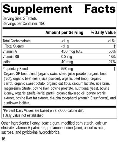 Standard Process Inc. - Standard Process A-F Betafood – Suporte ao Fígado Livre de Glúten, Metabolismo do Colesterol e Suporte à Vesícula Biliar – 360 Comprimidos com Vitamina A, Iodo e Vitamina B6