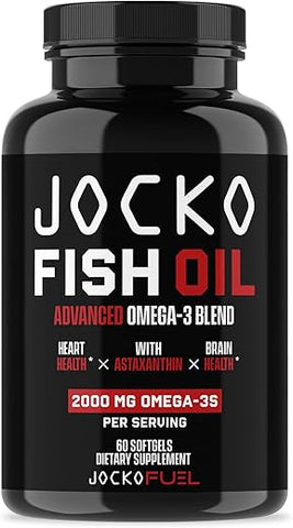 Ômega 3 – Óleo de Peixe 2000mg – Antioxidante Poderoso com Astaxantina – Suporte para Cérebro e Coração - Jocko Fuel