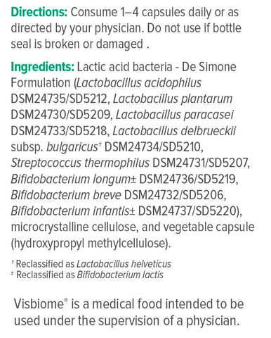 Probióticos de Alta Potência, 112,5 Bilhões UFC Vivos, 60 Cápsulas - Visbiome