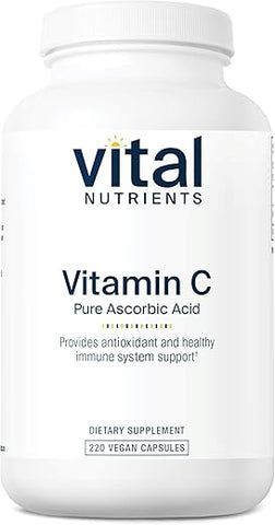 Vitamina C 1000mg (Ácido Ascórbico Puro) | Suplemento Vegano Antioxidante para Suporte Imunológico e Absorção de Ferro* | Livre de Glúten, Laticínios e Soja | Não-OGM | 220g - Vital Nutrients