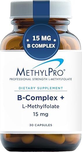 B Complex 15mg L-Methylfolate – Suplemento de Vitamina B Complexo Folate de Força Profissional para Energia, Humor e Suporte Imunológico – Vitamina B12, Vitamina B6, Vitamina C - MethylPro