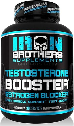 Iron Brothers Supplements - Aumente a Libido com Bloqueador de Estrogênio – Booster de Testosterona para Homens – Suplemento Natural Anti-Estrogênio