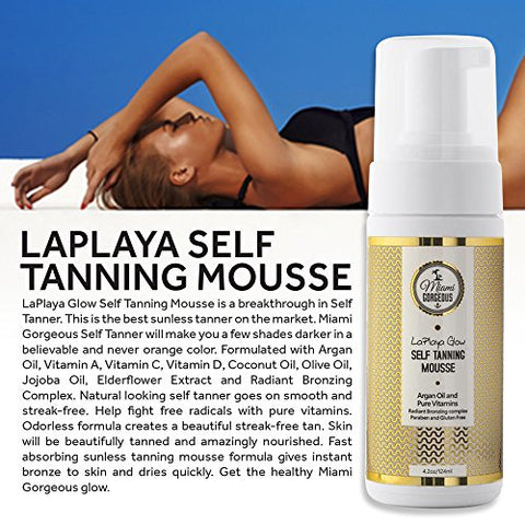 Miami Gorgeous - Mousse Autobronzeador LaPlaya Glow Instante Bronzeado Natural Ingredientes Orgânicos Garantia de Satisfação 120ml Melhor Autobronzeador Natural