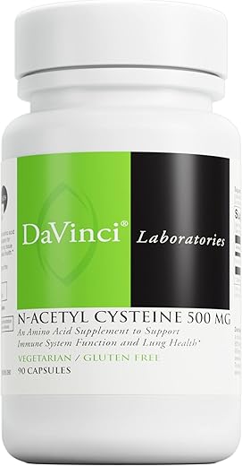 Laboratories – N-Acetyl Cysteine 500 mg – Suporte para o Sistema Imunológico e Saúde Pulmonar – Vegetariano, Sem Glúten – 90 Cápsulas - DAVINCI