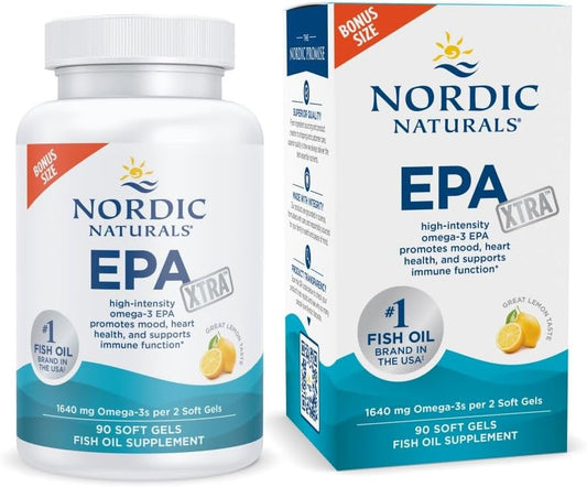 EPA Xtra, Limão – 90 Soft Gels – 1640 mg Ômega-3 – Fórmula de EPA de Alta Intensidade para Humor Positivo e Saúde Cardíaca - Nordic Naturals