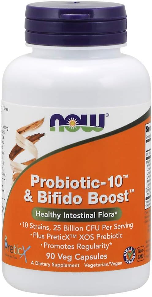 Probiotic-10™ – Suplemento Probiótico de Alta Qualidade | 60 Cápsulas | 10 Bilhões de UFC | Saúde Digestiva | Marca Líder em Suplementos - NOW Foods