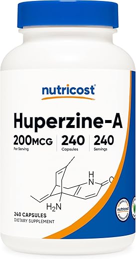 Huperzine A 200mcg – 240 Cápsulas, Sem OGM, Amigável para Vegetarianos - Nutricost