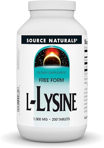L-Lysine 1000 mg – Suplemento de Aminoácido para Formação de Energia - Source Naturals