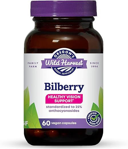 Oregon's Wild Harvest - Oregon’s Wild Harvest Cápsulas de Mirtilo, Suplemento Antioxidante, 880 mg, 60 Unidades
