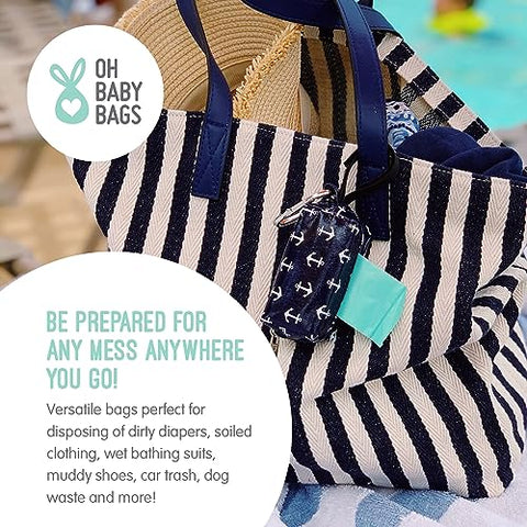 Oh Baby Bags - Bolsas Plásticas Descartáveis Perfumadas, Marfim e Cinza, 12 Rolos (144 Sacos)