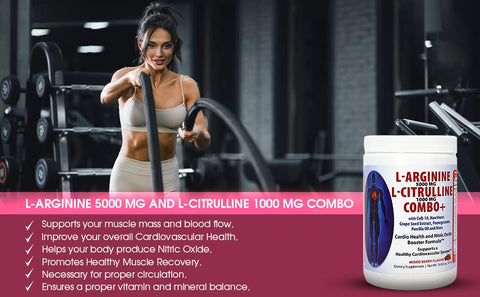 Cardio 911 - L-arginina 5000 mg e L-citrulina 1000 mg Combo, Complexo de Suplemento de Óxido Nítrico, Pó para Saúde Cardiovascular, Sabor de Frutas Vermelhas, 475 g