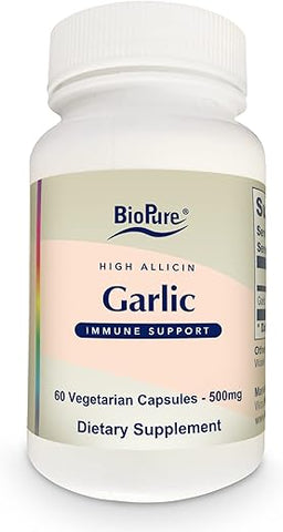 Suplemento de Alho de Alta Allicina – Potente Suplemento Orgânico Rico em Allicina, Minerais Traços, Vitaminas, Aminoácidos | 100% Natural e Puro | Marca BioPure - BioPure