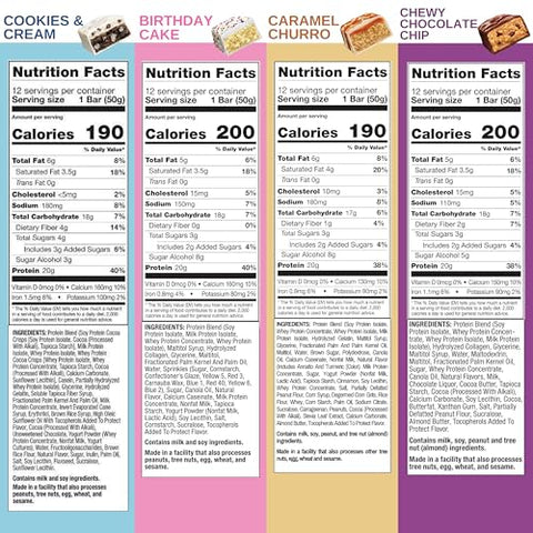 Barra de Proteína Pura, Pack com 12 Sabores Diferentes, (12 Unidades), Sem Glúten, Baixo teor de Açúcar, Pacote Promocional por ZIGGALOU™