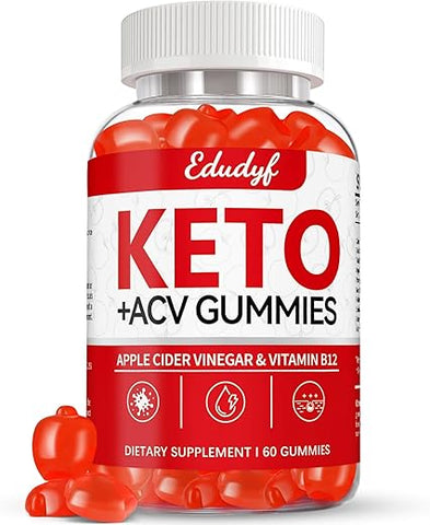 Elgin - EDUDYF Keto ACV Gummies – 60 Unidades Sem Glúten, Sem Gelatina – Gomas de Vinagre de Maçã com B12 para Suporte Keto, Sabor Único, Suplemento em Frasco Prático