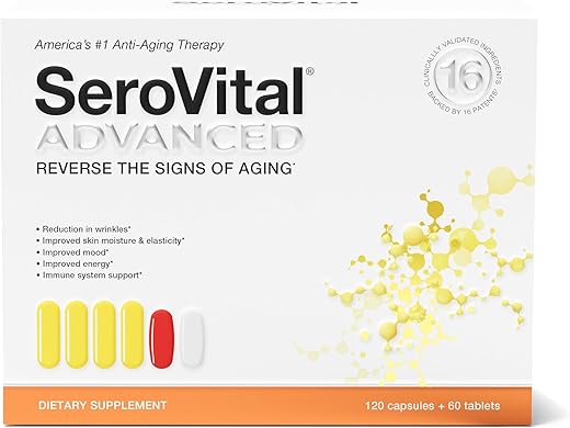 Advanced for Women – Suplemento Anti-Envelhecimento para Mulheres – Suplementos de HGH para Mulheres – Benefícios para a Pele, Energia e Sono – 30 Porções - Serovital