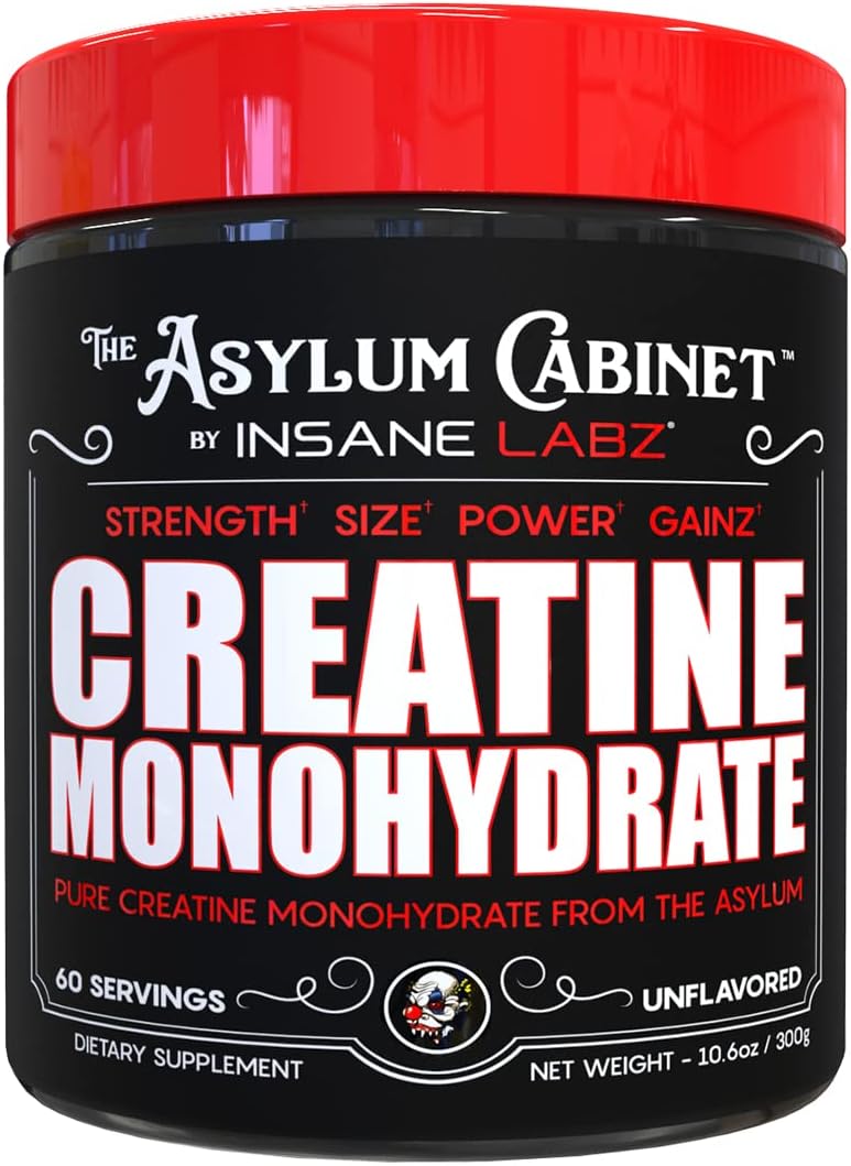 Pó de Creatina Monohidratada Insane – Sem Sabor – Pré-Treino, Pós-Treino, Força, Tamanho, Potência – 60 Porções - Insane Labz