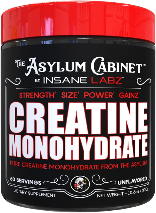 Pó de Creatina Monohidratada Insane – Sem Sabor – Pré-Treino, Pós-Treino, Força, Tamanho, Potência – 60 Porções - Insane Labz