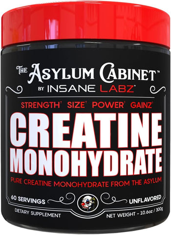 Pó de Creatina Monohidratada Insane – Sem Sabor – Pré-Treino, Pós-Treino, Força, Tamanho, Potência – 60 Porções - Insane Labz