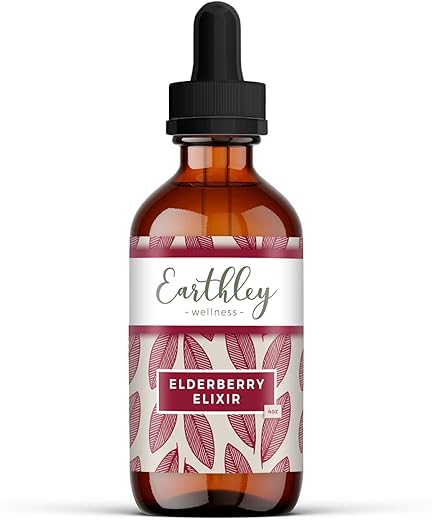 Earthley Wellness - Earthley Extrato Herbal de Sabugueiro, Feito com Ingredientes 100% Orgânicos, Fórmula Concentrada, Ervas de Suporte, Livre de Glúten, Livre de Soja, Livre de Milho, Sem Açúcares ou Corantes Adicionados (120ml, G)