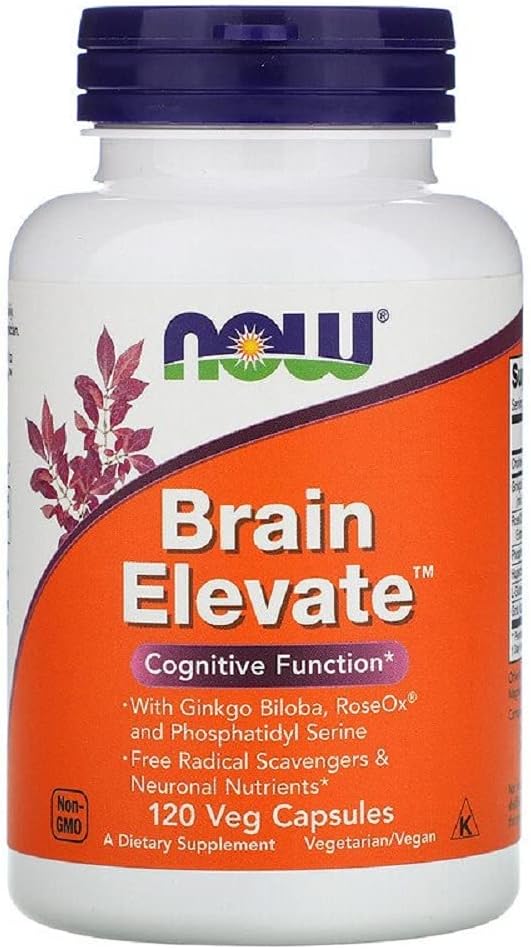NOW Foods - Brain Elevate 120 VegiCaps – Potencialize sua mente com cápsulas vegetais de alta qualidade