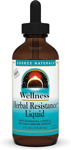 Fórmula líquida de resistência herbal Source Naturals Wellness com Equinácea, Coptis – 60ml