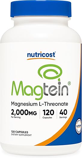 Magnesium L-Threonate Magtein 2000mg – 120 Cápsulas | Sem OGM, Sem Glúten, Amigável aos Vegetarianos - Nutricost