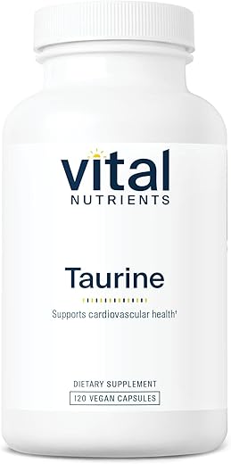 Taurina 1000mg | Suplemento Detox de Aminoácidos Veganos | Suporte à Saúde do Coração, Nervos e Fígado* | Livre de Glúten, Laticínios e Soja | Não-OGM | 120 cápsulas - Vital Nutrients
