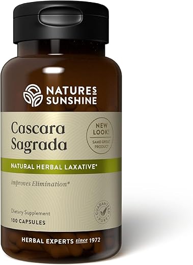 Nature's Sunshine - Cápsulas de Cascara Sagrada Nature’s Sunshine – Suporte Intestinal para um Cólon Saudável – 100 Cápsulas (50 Porções)