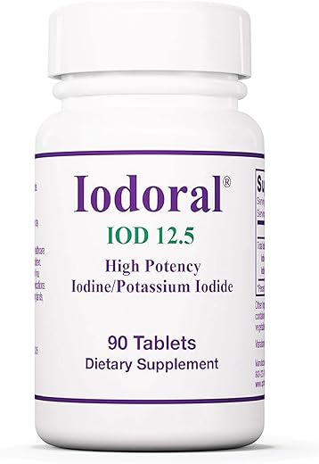 Optimox - Iodoral 12.5mg – Suplemento de Iodo para Suporte da Tireoide, Comprimidos de Iodeto de Potássio, Solução de Lugol, Vitaminas Diárias