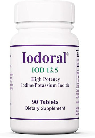 Optimox - Iodoral 12.5mg – Suplemento de Iodo para Suporte da Tireoide, Comprimidos de Iodeto de Potássio, Solução de Lugol, Vitaminas Diárias