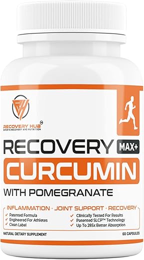 RECOVERY HUB - Recovery MAX – Suplemento de Cúrcuma/Curcumina – Suporte para Coração, Cérebro, Sistema Imunológico, Articulações, Fígado, Saúde do Cólon – Fórmula Patenteada – Até 285x Mais Absorção – Livre de Glúten
