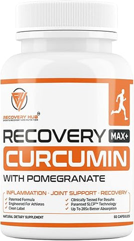 RECOVERY HUB - Recovery MAX – Suplemento de Cúrcuma/Curcumina – Suporte para Coração, Cérebro, Sistema Imunológico, Articulações, Fígado, Saúde do Cólon – Fórmula Patenteada – Até 285x Mais Absorção – Livre de Glúten