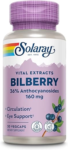 SOLARAY - Solaray Extrato de Mirtilo 160 mg, Saúde Ocular – Marca Solaray