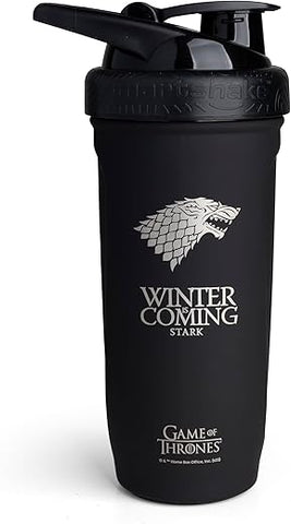 Reforce Garrafa Shaker de Aço Inoxidável | GOT Winter Is Coming | 700 ML / 23.5oz Garrafa Esportiva Leve Não Isolada com Tampa Macia | À Prova de Vazamentos, Livre de BPA - Smartshake