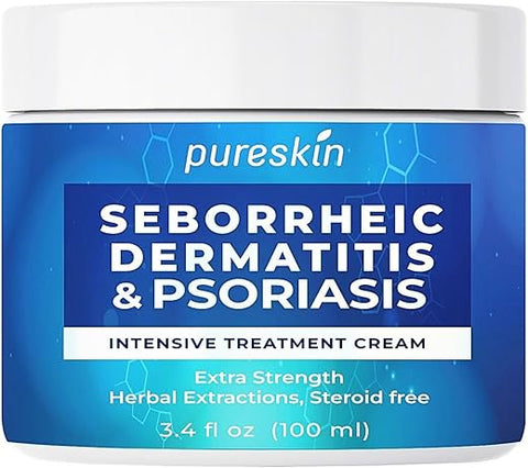 PURESKIN - Creme Dermatite Seborreica Ketoconazol: Tratamento Psoríase Eczema para Pele Couro Cabeludo – Alívio Natural para Descamação Irritação 100ml