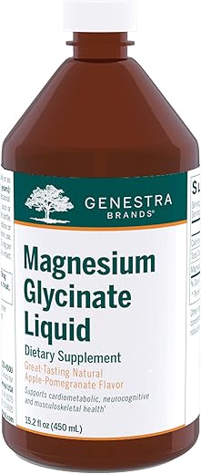Magnesium Glycinate Líquido | Suporte para Função Muscular Normal e Metabolismo de Carboidratos e Proteínas | 450 ml | Sabor Maçã Romã - Genestra Brands