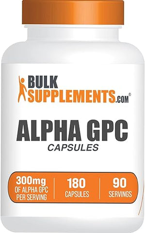 Alpha GPC Capsules BulkSupplements.com – Suplementos de Acetilcolina, Alpha GPC 300mg – Suplementos de Colina, Livre de Glúten, 2 Cápsulas por Porção, 180 Cápsulas (Pacote de 1)