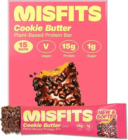 Barras de Proteína Vegana, Manteiga de Cookie – Receita Atualizada | Baseada em Plantas, Baixo Teor de Açúcar | Misfits - Misfits