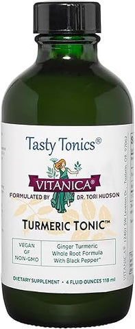 Tônico de Cúrcuma Líquido 1000 mg, com Pimenta Preta e Gengibre, Antioxidante, Vegano, Sem Glúten, 120 ml - Vitanica