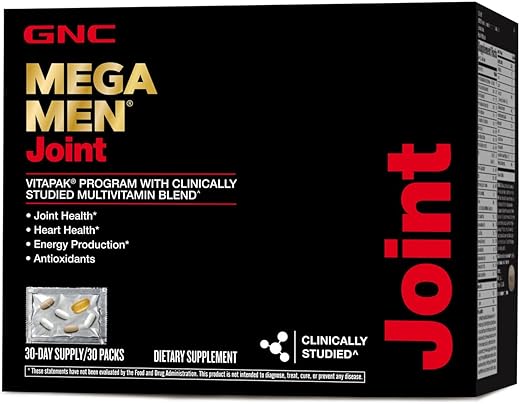 Mega Men Joint Vitapak | Suporte para Saúde das Articulações, Saúde do Coração, Produção de Energia e Antioxidantes | 30 Comprimidos - GNC