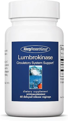 Lumbrokinase – Suporte ao Sistema Circulatório, Favorece a Circulação Sanguínea em Níveis Normais – 60 Cápsulas Vegetarianas de Liberação Retardada - Allergy Research Group