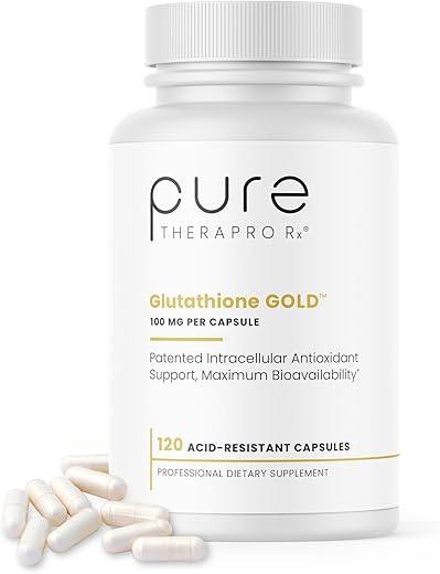 Pure Therapro Rx - S-Acetyl Glutathione GOLD – 120 Cápsulas Resistentes ao Ácido | 100mg por Cápsula | Forma Acetilada Patenteada de Glutationa (Emothion) | Fornecimento de 2-4 Meses | ZERO Preenchedores ou Agentes de Fluxo