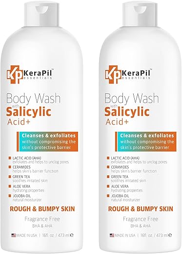 KERAPIL - Sabonete Corporal com Ácido Salicílico – Limpeza Suave, Esfoliação Delicada para Pele Áspera e Irregular, Tratamento para Acne Corporal, BHA