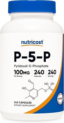 P5P Vitamina B6 100mg, 240 Cápsulas (Piridoxal-5-Fosfato) – Vegetariano, Não-OGM, Sem Glúten - Nutricost